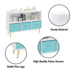 Étagère à livres Whisen Kids avec 3 tiroirs en tissu, multifonctionnelle pour livres/jouets, boucle de sécurité murale, MDF haute densité