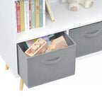 Étagère à livres Whisen Kids avec 3 tiroirs en tissu, multifonctionnelle pour livres/jouets, boucle de sécurité murale, MDF haute densité