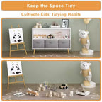 Étagère à livres Whisen Kids avec 3 tiroirs en tissu, multifonctionnelle pour livres/jouets, boucle de sécurité murale, MDF haute densité