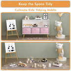 Étagère à livres Whisen Kids avec 3 tiroirs en tissu, multifonctionnelle pour livres/jouets, boucle de sécurité murale, MDF haute densité