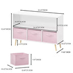 Étagère à livres Whisen Kids avec 3 tiroirs en tissu, multifonctionnelle pour livres/jouets, boucle de sécurité murale, MDF haute densité