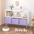 Étagère à livres Whisen Kids avec 3 tiroirs en tissu, multifonctionnelle pour livres/jouets, boucle de sécurité murale, MDF haute densité