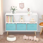 Étagère à livres Whisen Kids avec 3 tiroirs en tissu, multifonctionnelle pour livres/jouets, boucle de sécurité murale, MDF haute densité