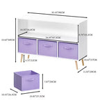 Étagère à livres Whisen Kids avec 3 tiroirs en tissu, multifonctionnelle pour livres/jouets, boucle de sécurité murale, MDF haute densité