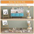 Étagère à livres Whisen Kids avec 3 tiroirs en tissu, multifonctionnelle pour livres/jouets, boucle de sécurité murale, MDF haute densité