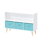 Étagère à livres Whisen Kids avec 3 tiroirs en tissu, multifonctionnelle pour livres/jouets, boucle de sécurité murale, MDF haute densité