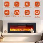 Cheminée électrique murale CuisinSmart 40 po, radiateur de cheminée avec chauffage 750W/1500W, 12 effets de flamme de couleur, télécommande et minuterie