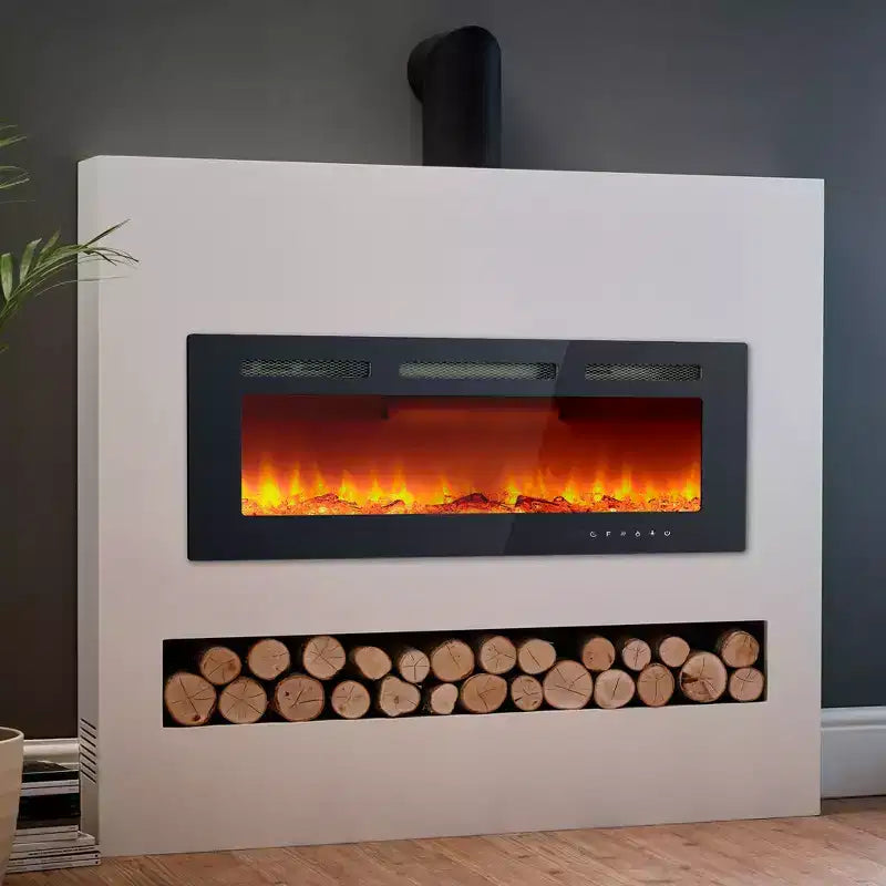 Cheminée électrique murale CuisinSmart 40 po, radiateur de cheminée avec chauffage 750W/1500W, 12 effets de flamme de couleur, télécommande et minuterie