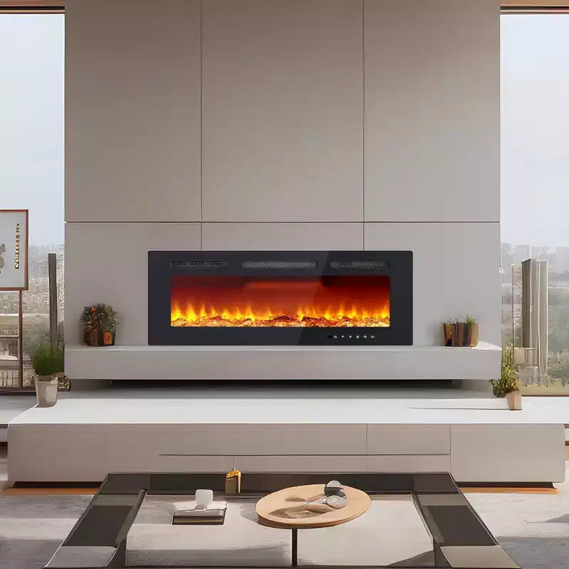 Cheminée électrique murale CuisinSmart 40 po, radiateur de cheminée avec chauffage 750W/1500W, 12 effets de flamme de couleur, télécommande et minuterie