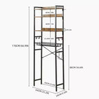 Étagère de rangement 4 niveaux FurnitureR pour toilettes, organisateur de salle de bain autoportant avec étagère et panier réglables, meuble gain de place au-dessus des toilettes, marron
