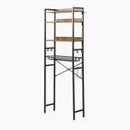 Étagère de rangement 4 niveaux FurnitureR pour toilettes, organisateur de salle de bain autoportant avec étagère et panier réglables, meuble gain de place au-dessus des toilettes, marron