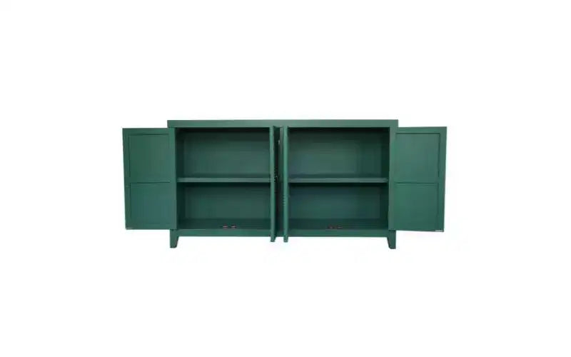 Meuble console de rangement GDFStudio Rhodes mi-siècle moderne en bois de sapin de 150 cm avec 4 portes