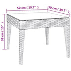 Table d'appoint en rotin PE noir, acier thermolaqué, verre trempé