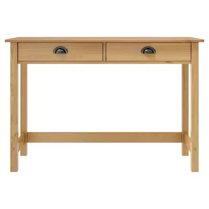 Console Tablette Miel Brun Pin Massif Tiroirs Compacts