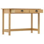 Console Tablette Miel Brun Pin Massif Tiroirs Compacts