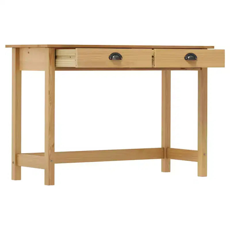 Console Tablette Miel Brun Pin Massif Tiroirs Compacts