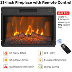 Meuble TV CuisinSmart de 170 cm style ferme avec cheminée électrique de 58 cm, console média noire avec 2 armoires et étagères ouvertes pour salon