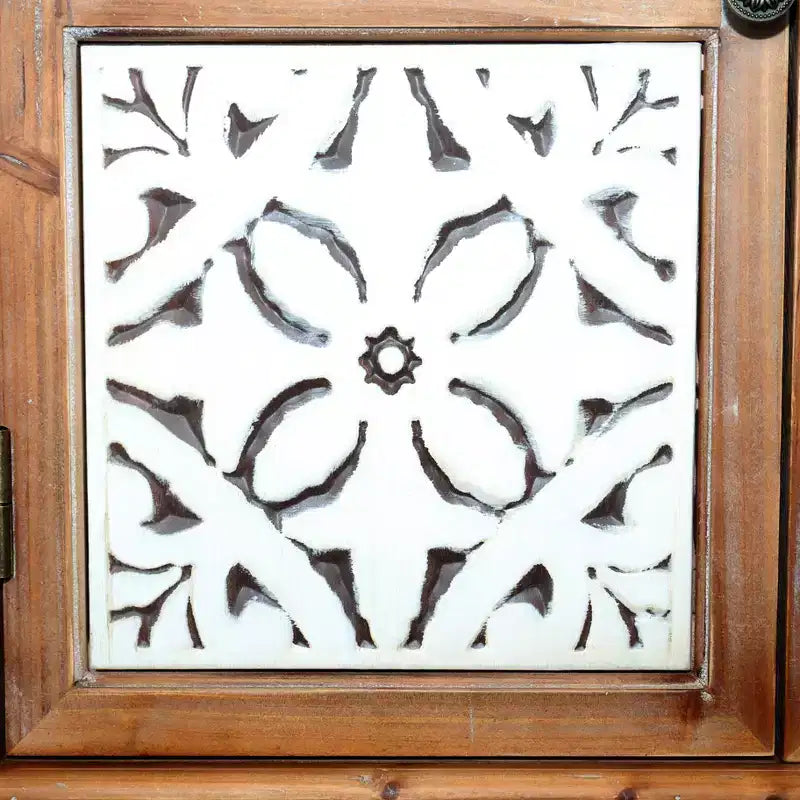 Buffet de rangement GDFStudio Patel en bois de sapin rustique de 150 cm avec 3 tiroirs