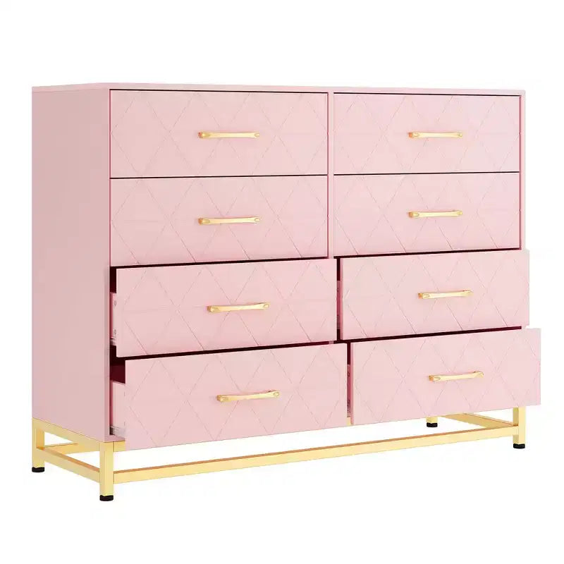 Commode haute COZONY à 8 tiroirs avec plateau en bois, armoire de rangement moderne pour chambre à coucher, salon, couloir