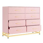 Commode haute COZONY à 8 tiroirs avec plateau en bois, armoire de rangement moderne pour chambre à coucher, salon, couloir