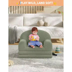 Canapé et fauteuil convertible 2-en-1 pour enfants, canapé-lit design demi-lune, canapé-lit pliant en tissu polaire Teddy pour enfants, housse lavable en machine