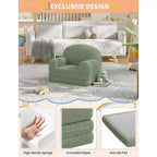 Canapé et fauteuil convertible 2-en-1 pour enfants, canapé-lit design demi-lune, canapé-lit pliant en tissu polaire Teddy pour enfants, housse lavable en machine