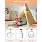 Canapé et fauteuil convertible 2-en-1 pour enfants, canapé-lit design demi-lune, canapé-lit pliant en tissu polaire Teddy pour enfants, housse lavable en machine