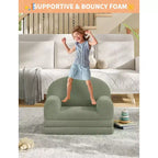 Canapé et fauteuil convertible 2-en-1 pour enfants, canapé-lit design demi-lune, canapé-lit pliant en tissu polaire Teddy pour enfants, housse lavable en machine