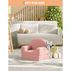 Canapé et fauteuil convertible 2-en-1 pour enfants, canapé-lit design demi-lune, canapé-lit pliant en tissu polaire Teddy pour enfants, housse lavable en machine