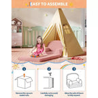 Canapé et fauteuil convertible 2-en-1 pour enfants, canapé-lit design demi-lune, canapé-lit pliant en tissu polaire Teddy pour enfants, housse lavable en machine