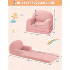 Canapé et fauteuil convertible 2-en-1 pour enfants, canapé-lit design demi-lune, canapé-lit pliant en tissu polaire Teddy pour enfants, housse lavable en machine