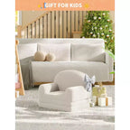 Canapé et fauteuil convertible 2-en-1 pour enfants, canapé-lit design demi-lune, canapé-lit pliant en tissu polaire Teddy pour enfants, housse lavable en machine