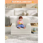 Canapé et fauteuil convertible 2-en-1 pour enfants, canapé-lit design demi-lune, canapé-lit pliant en tissu polaire Teddy pour enfants, housse lavable en machine