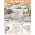Canapé et fauteuil convertible 2-en-1 pour enfants, canapé-lit design demi-lune, canapé-lit pliant en tissu polaire Teddy pour enfants, housse lavable en machine