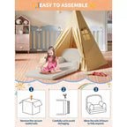 Canapé et fauteuil convertible 2-en-1 pour enfants, canapé-lit design demi-lune, canapé-lit pliant en tissu polaire Teddy pour enfants, housse lavable en machine