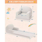 Canapé et fauteuil convertible 2-en-1 pour enfants, canapé-lit design demi-lune, canapé-lit pliant en tissu polaire Teddy pour enfants, housse lavable en machine