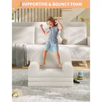Canapé et fauteuil convertible 2-en-1 pour enfants, canapé-lit design demi-lune, canapé-lit pliant en tissu polaire Teddy pour enfants, housse lavable en machine