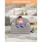 Canapé et fauteuil convertible 2-en-1 pour enfants, canapé-lit design demi-lune, canapé-lit pliant en tissu polaire Teddy pour enfants, housse lavable en machine