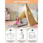 Canapé et fauteuil convertible 2-en-1 pour enfants, canapé-lit design demi-lune, canapé-lit pliant en tissu polaire Teddy pour enfants, housse lavable en machine