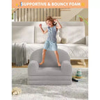 Canapé et fauteuil convertible 2-en-1 pour enfants, canapé-lit design demi-lune, canapé-lit pliant en tissu polaire Teddy pour enfants, housse lavable en machine