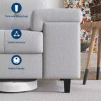Canapé moderne 3 places 85, en tissu chenille avec accoudoirs larges réglables et dossier touffeté capitonné, montage facile