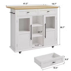 Desserte de cuisine roulante avec abattant, meuble de rangement, tiroir, porte-épices/porte-serviettes, chariot de cuisine, 104 cm de large, blanche