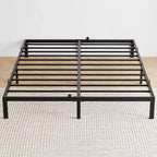 Metal Bed Frame - Heavy Duty Platform Bed Frame with Storage, Steel Supports, No Box Spring Required, Easy Assembly, Noiseless, Black