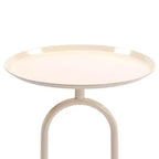 Table d'appoint élégante en forme de lanterne Okak avec cadre en métal, petite table ronde avec piédestal, table d'appoint pour salon, petits espaces