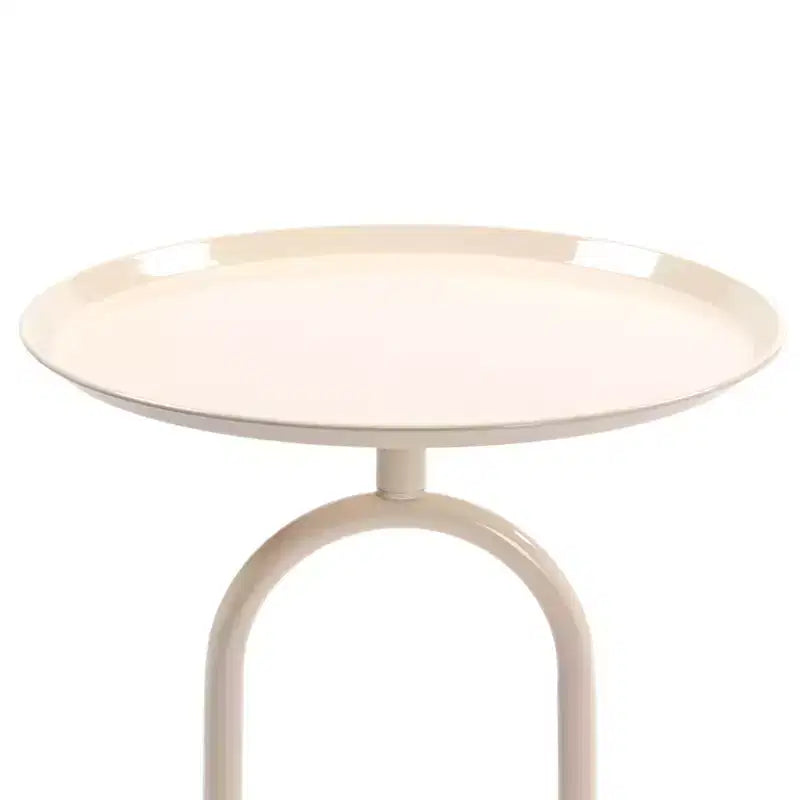 Table d'appoint élégante en forme de lanterne Okak avec cadre en métal, petite table ronde avec piédestal, table d'appoint pour salon, petits espaces