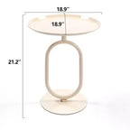 Table d'appoint élégante en forme de lanterne Okak avec cadre en métal, petite table ronde avec piédestal, table d'appoint pour salon, petits espaces