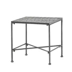 Table d'appoint minimaliste Okak avec cadre en métal et conception renforcée, table d'appoint avec plateau tissé, table d'appoint pour salon, patio, noir