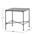 Table d'appoint minimaliste Okak avec cadre en métal et conception renforcée, table d'appoint avec plateau tissé, table d'appoint pour salon, patio, noir