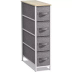 Sorbus Commode Étroite à 4 Tiroirs – avec Cadre en Acier, Plateau en Bois et Bacs en Tissu Faciles à Tirer pour Petits Espaces, Placards, Chambres, Salles de Bain et Buanderies