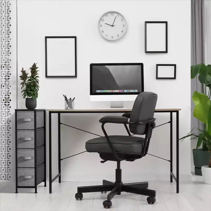 Sorbus Commode Étroite à 4 Tiroirs – avec Cadre en Acier, Plateau en Bois et Bacs en Tissu Faciles à Tirer pour Petits Espaces, Placards, Chambres, Salles de Bain et Buanderies